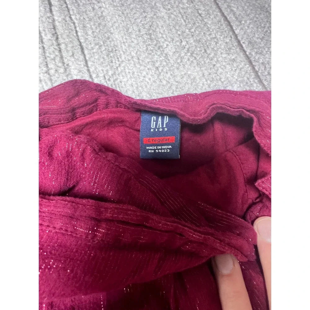 GAP Kids Girls Maroon Shimmer Tiered Wrap‎ Skirt Size 6